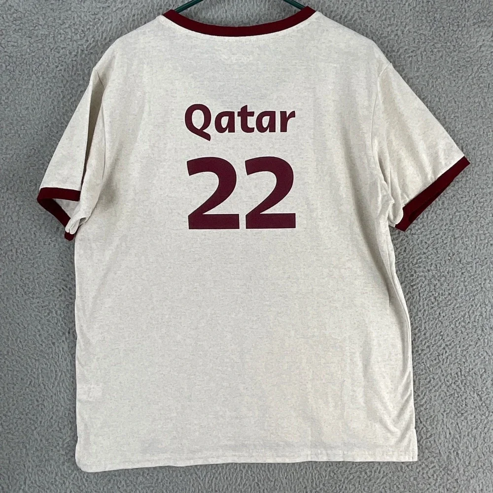 Qatar Airways FIFA World Cup 2022 Ringer T-Shirt Mens Medium Grey‎ Good Graphic